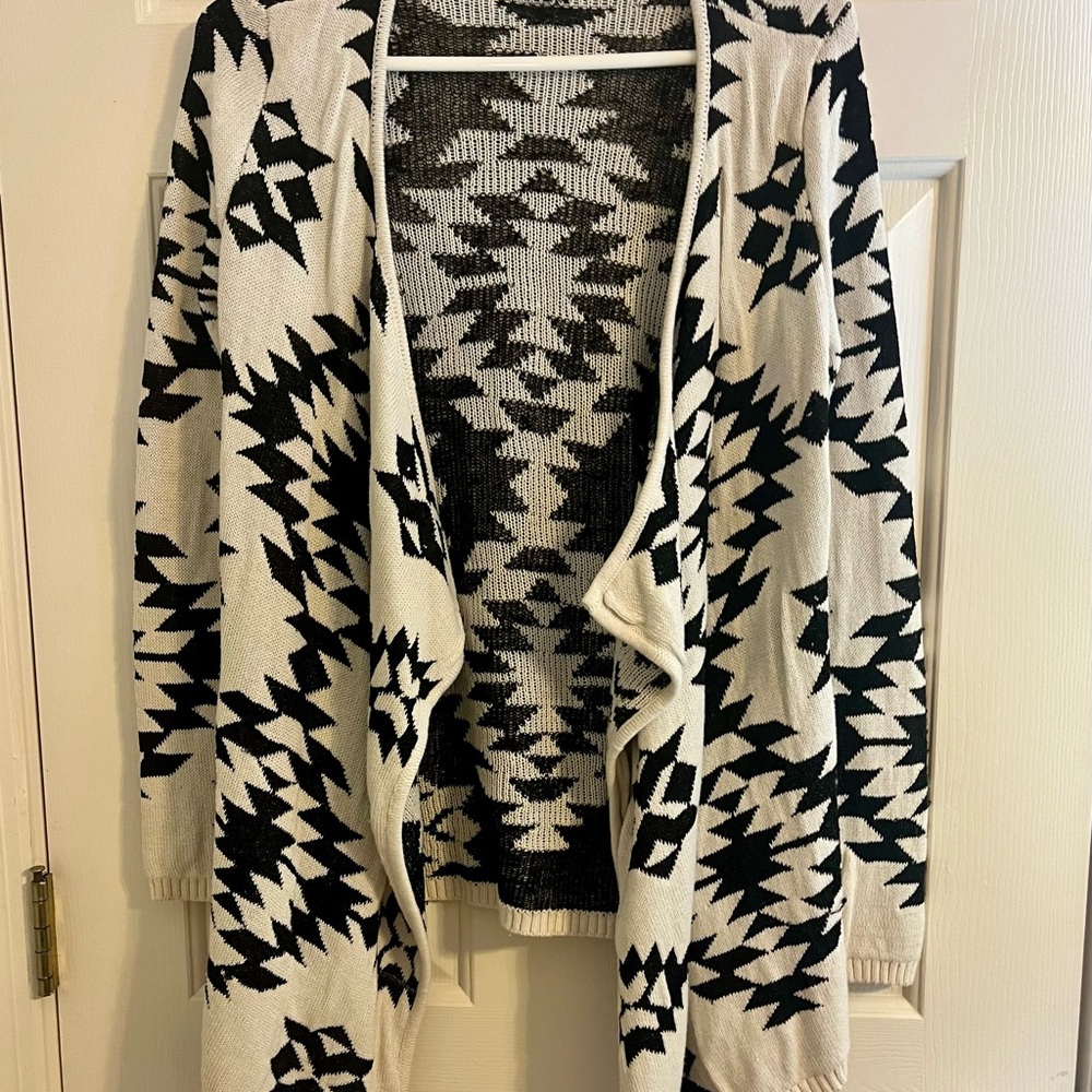 INC International Concepts Black and White Cardigan